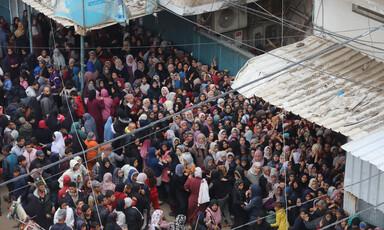 A large crowd is seen from above