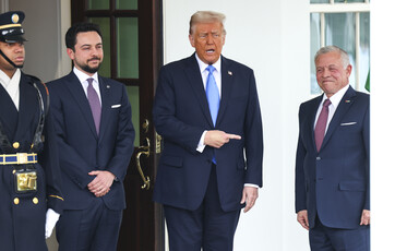 Donald Trump, King Abdullah and Crown Prince Hussein