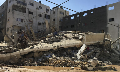 Destroyed and badly damaged buildings in Gaza City