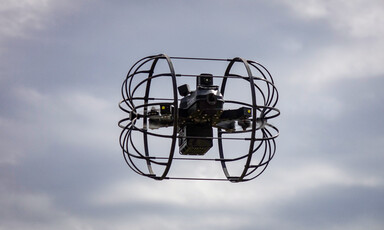 A robotic drone in the sky 