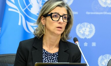 Francesca Albanese at UN podium