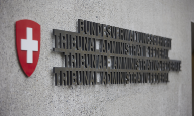 Name of the Swiss Federal Court on its front wall in three languages